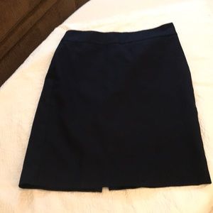 J Crew cotton navy lined pencil skirt. Back zipper